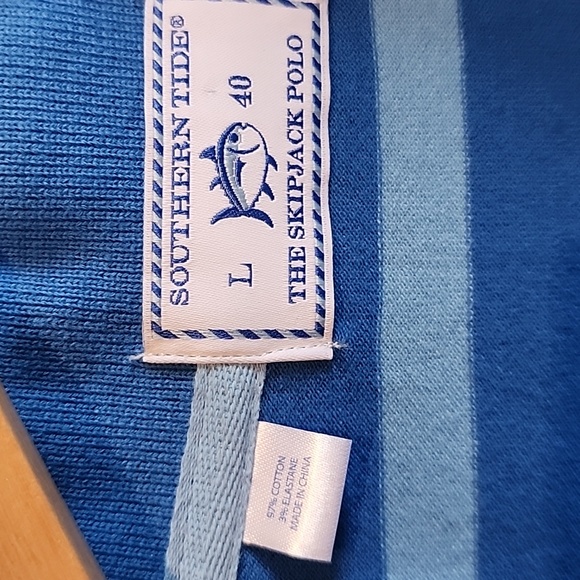 EUC Southern Tide: The Skipjack Polo Shirt, Blue/LightBlue, Men's Large - Picture 3 of 7